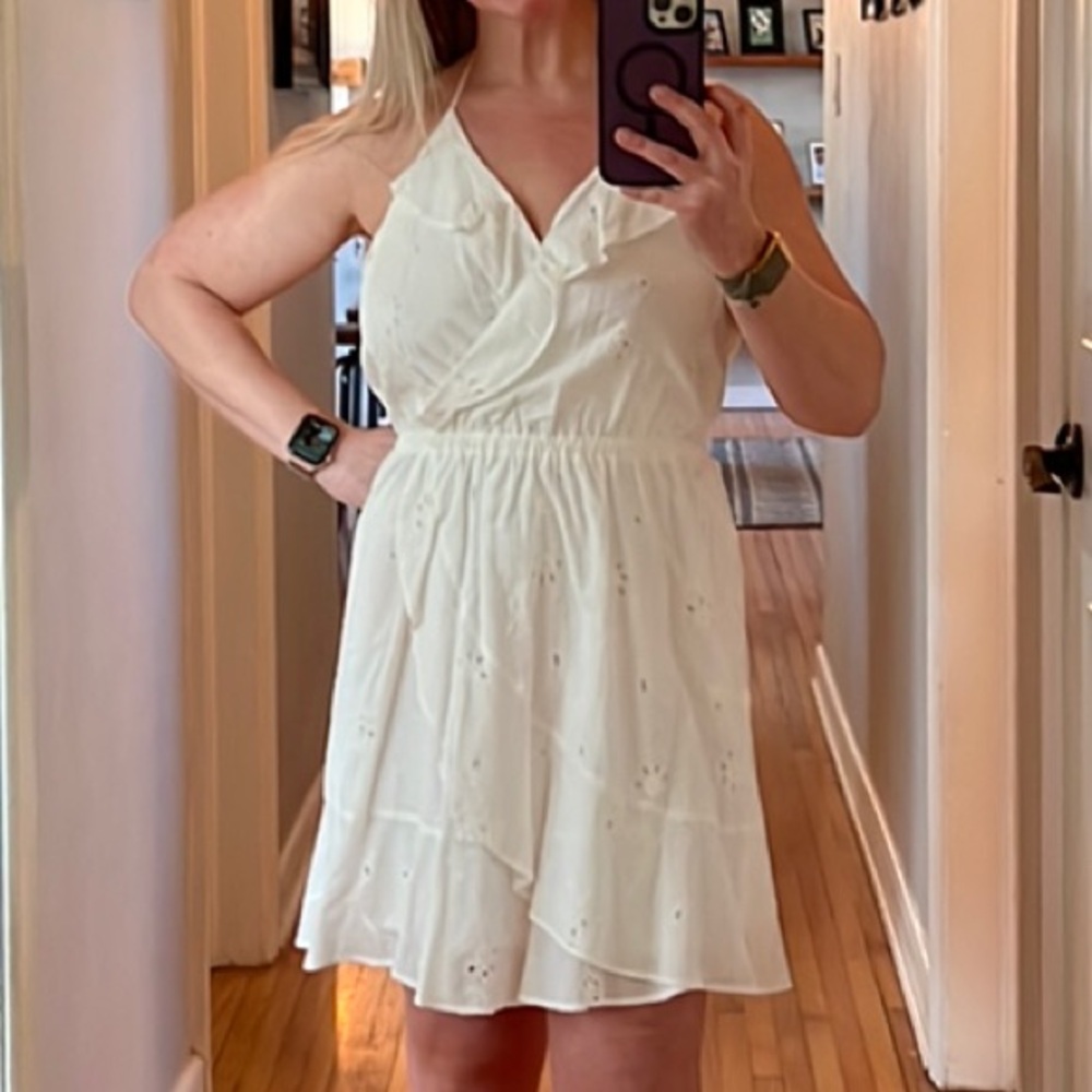 White eyelet halter dress